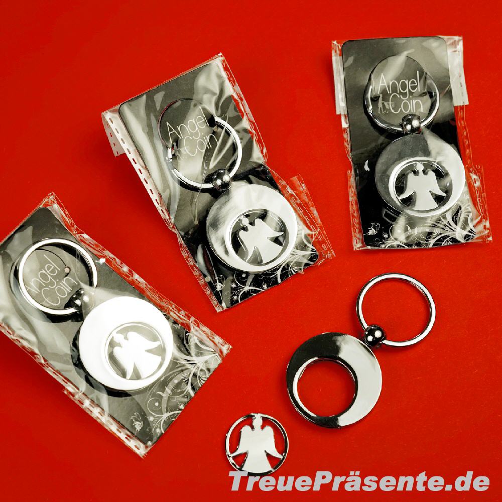 Schl&uuml;sselanh&auml;nger Engel mit Einkaufswagen-Chip