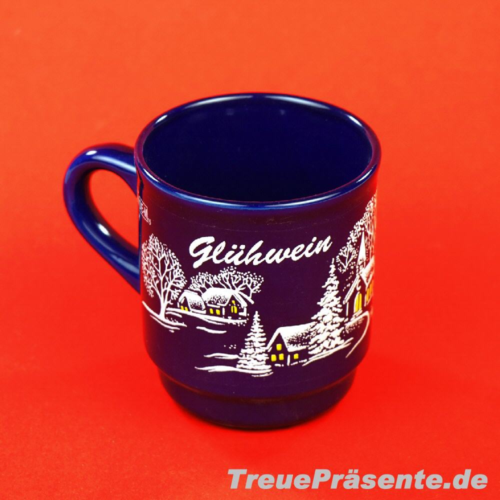 Gl&uuml;hweinbecher blau mit Henkel