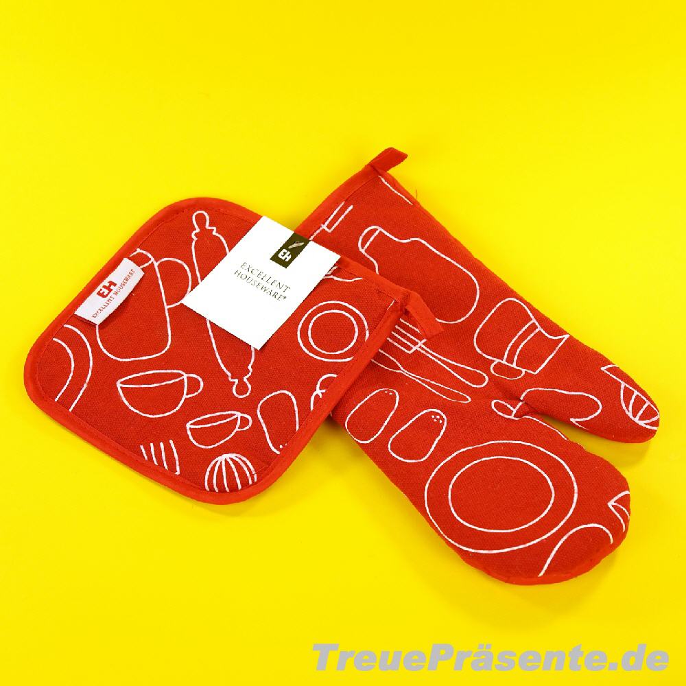 Set Topflappen mit Ofenhandschuh