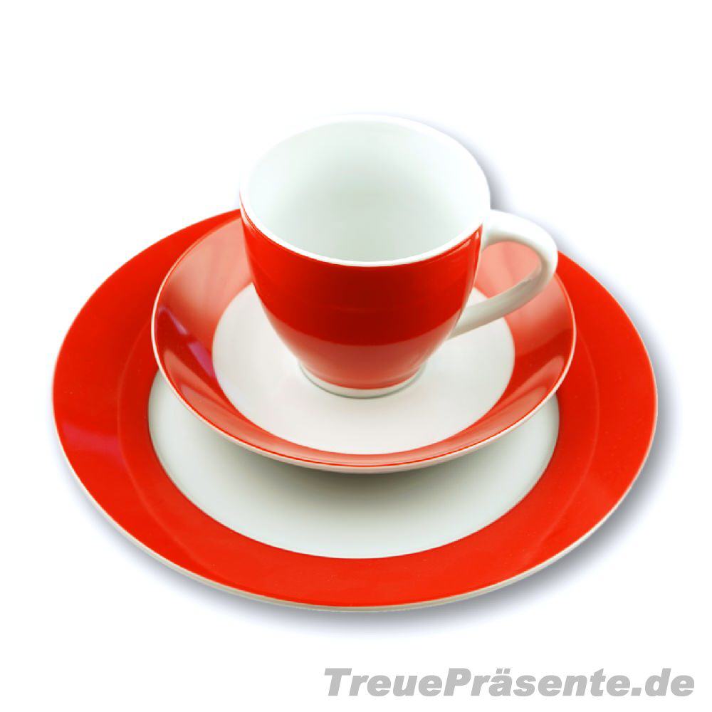 Kaffee-Service rot-wei&szlig; 3-teilig