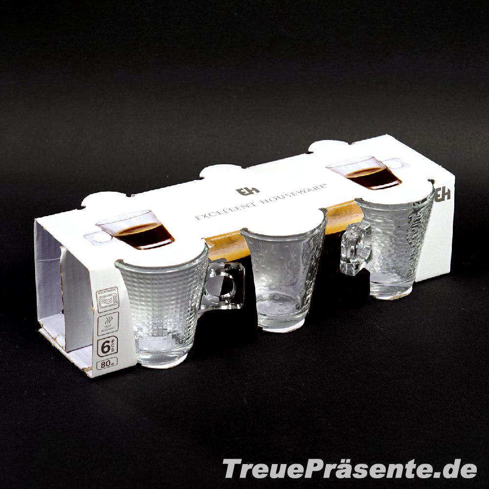 Espresso-Tassen-6er-Set aus Glas