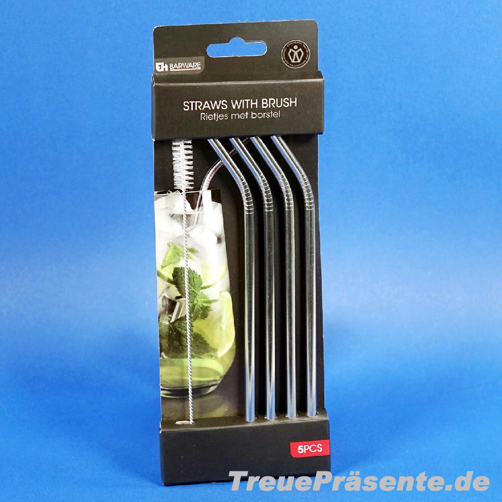 Trinkhalme aus Edelstahl 5teilig
