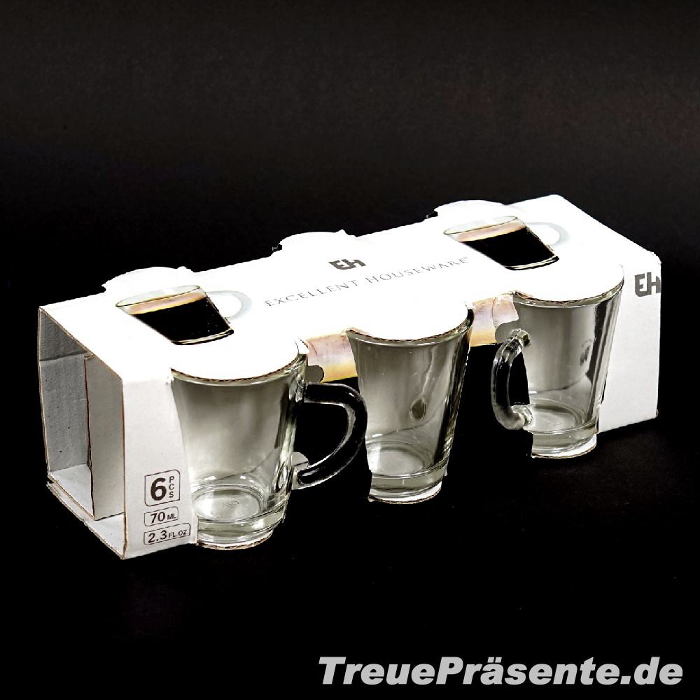 6er-Set Espresso-Tassen aus Glas
