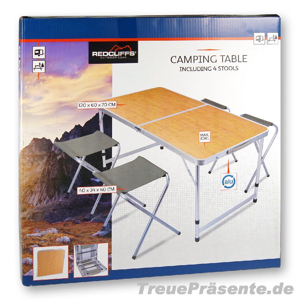 Camping-Tisch mit 4 Hockern