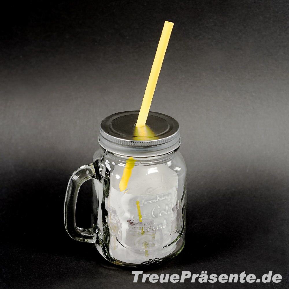450 ml Trinkglas mit Trinkhalm