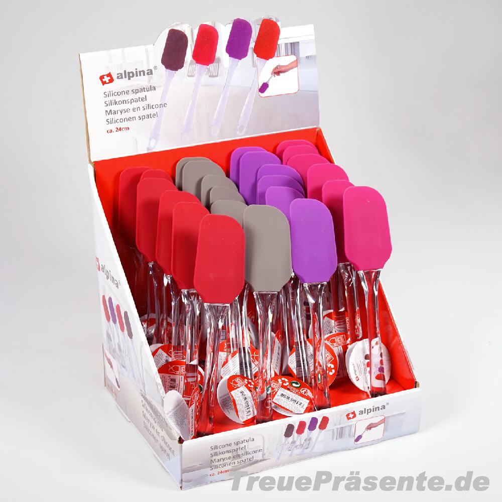 Silikon-Teigschaber im Display sortiert