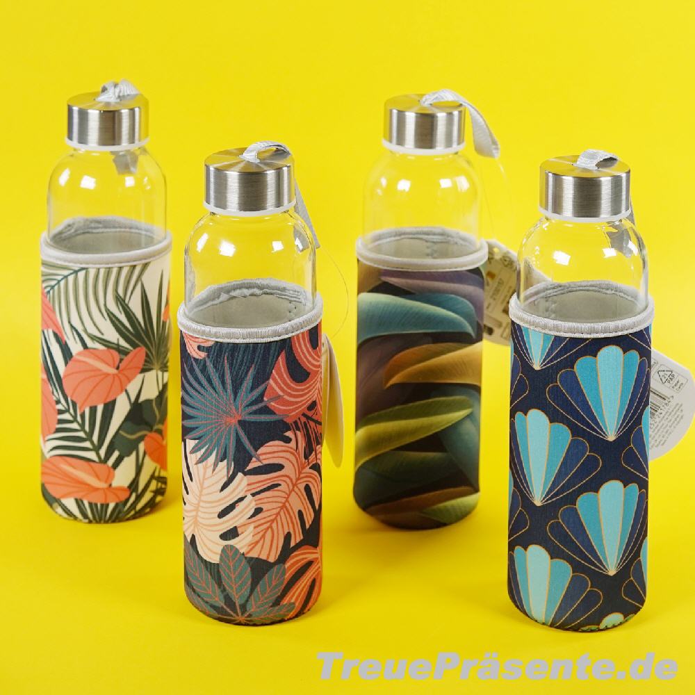 Glas-Trinkflasche mit &Uuml;berzug