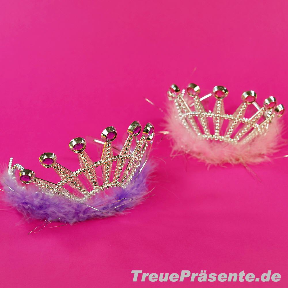 Prinzessinnen-Diadem mit Steinchen und Federn