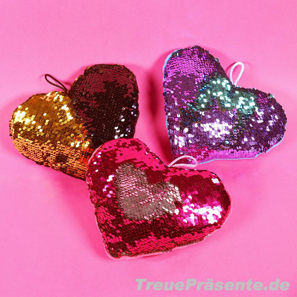 Pl&uuml;sch-Herzen mit Wendepailetten