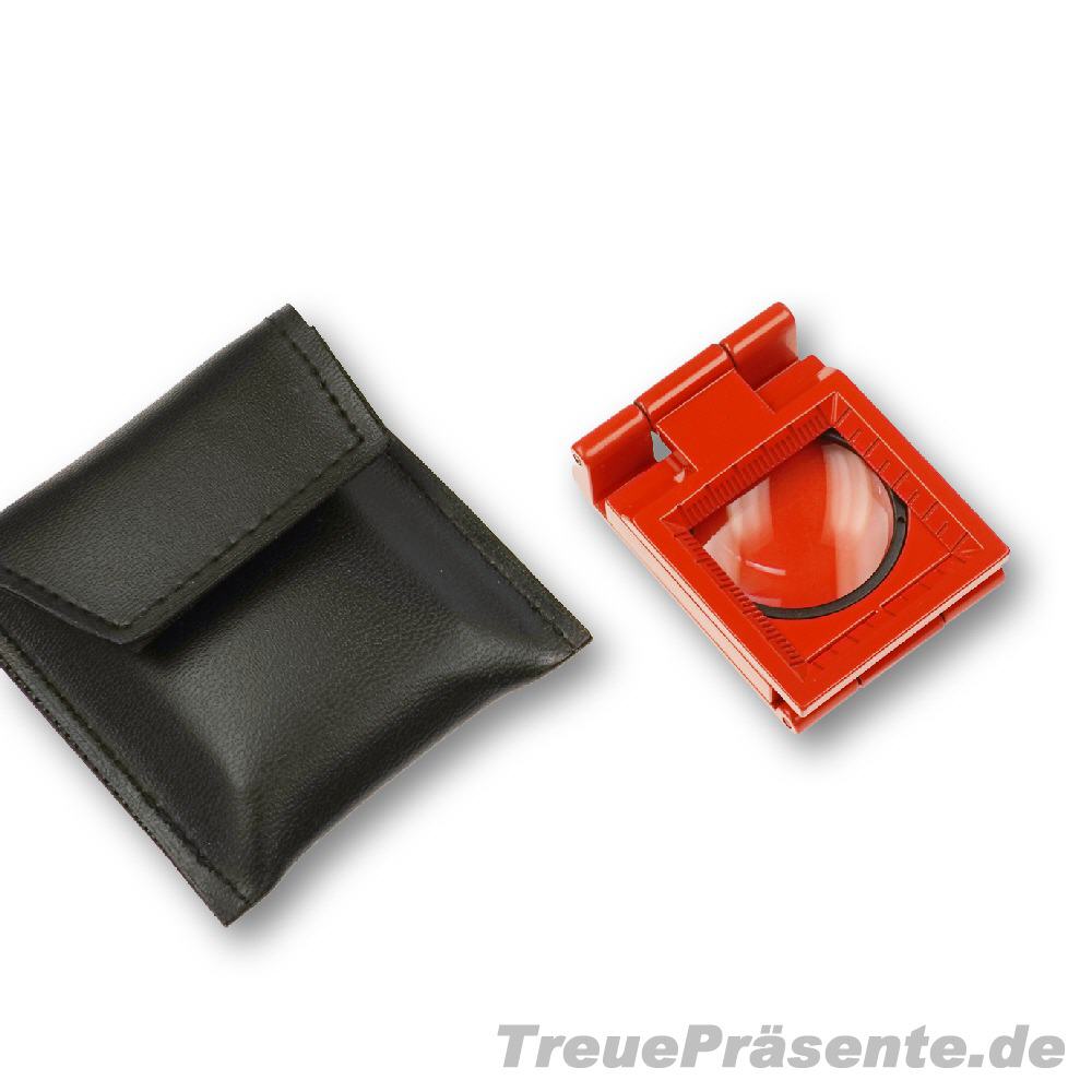 Rote Falt-Lupe im Etui