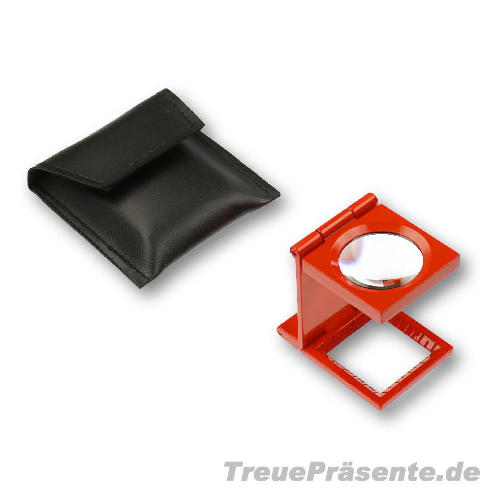 Falt-Lupe rot im Etui