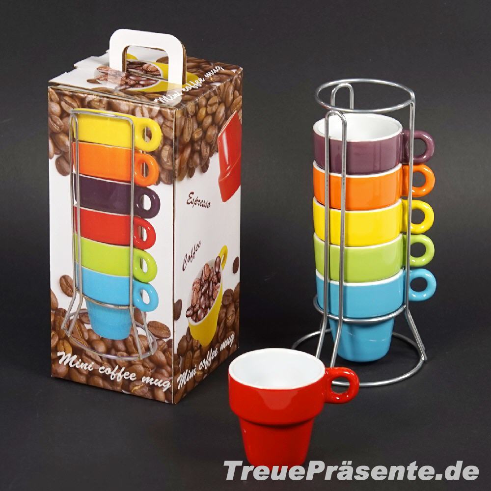 Espressotassen 6er-Set mit Ständer