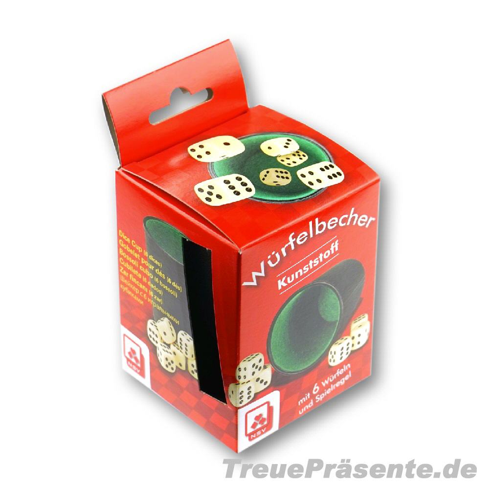 W&uuml;rfelbecher mit W&uuml;rfeln