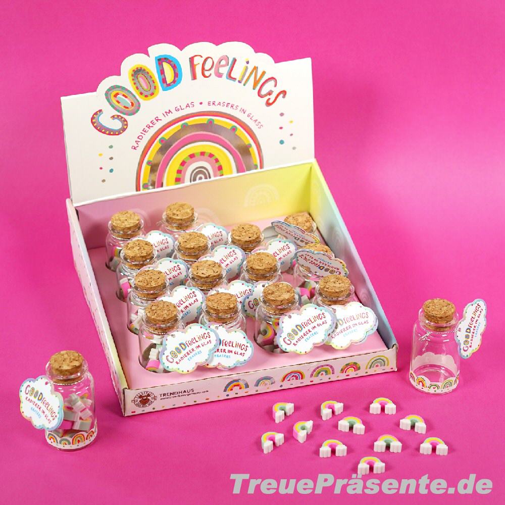 Mini-Radiergummis Regenbogen im Glas