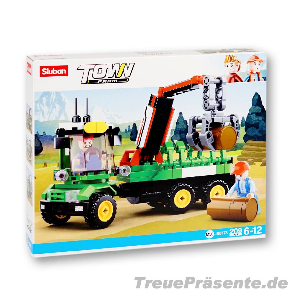 Autokran mit Greifer Steckbausteinkasten