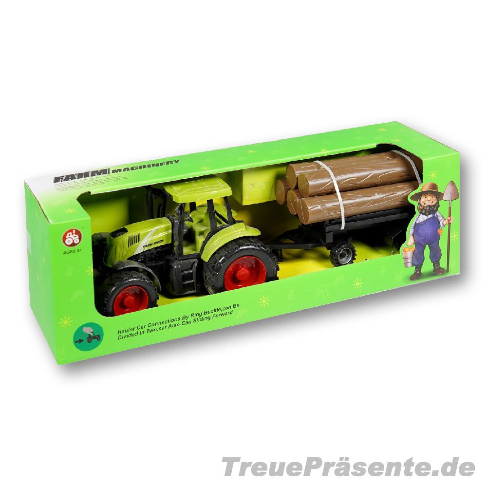 Traktor mit Schwungrad und Baumanh&auml;nger