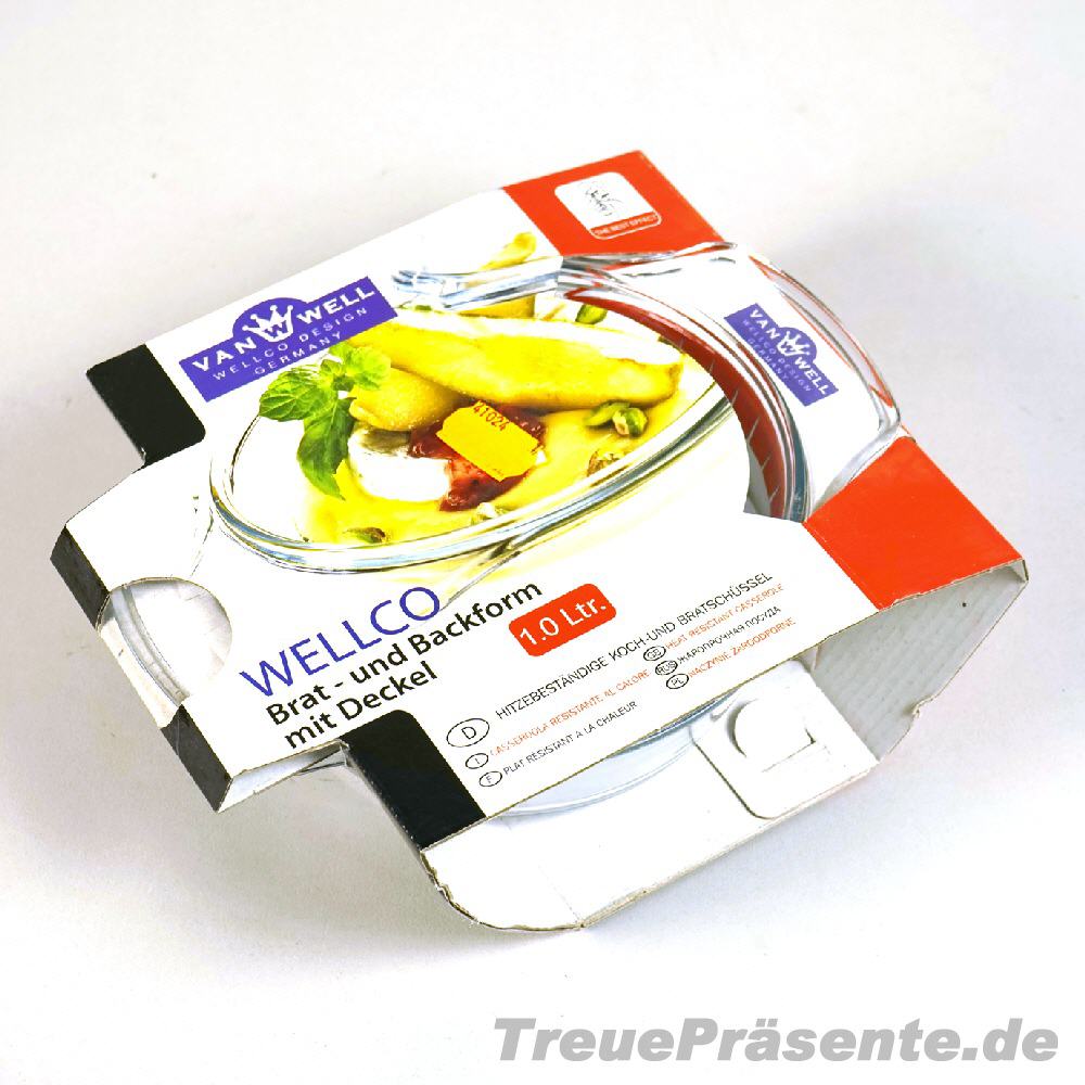TreuePr&auml;sent Glas Brat- & Backform 1 Liter