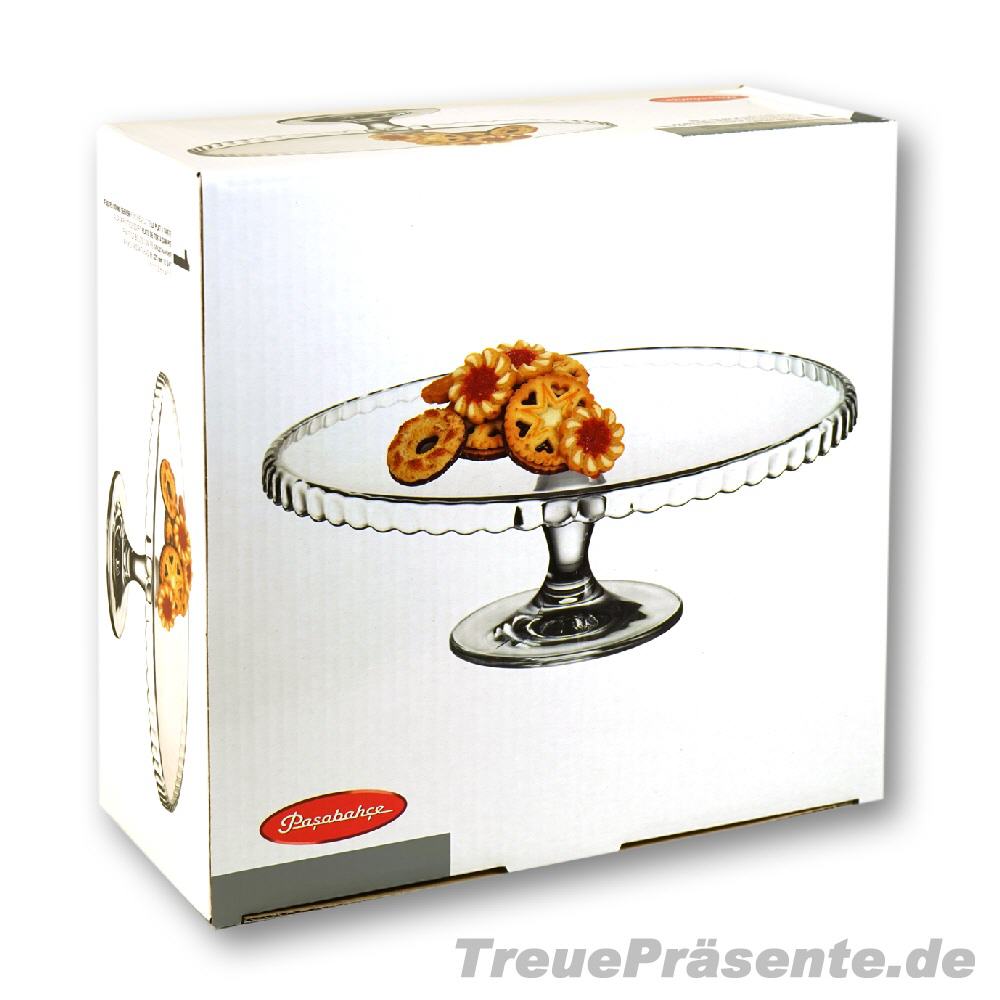 TreuePr&auml;sent Tortenplatte aus Glas