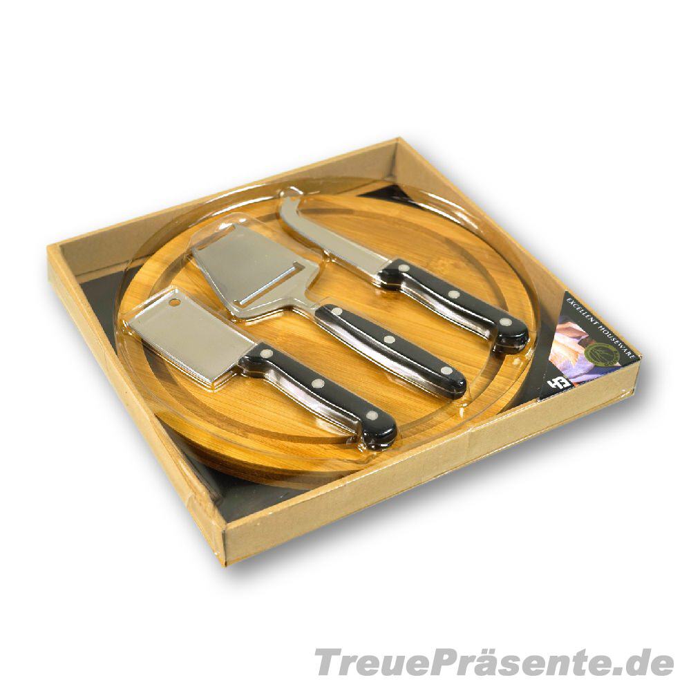 TreuePr&auml;sent Schneidbrett mit K&auml;se-Messerset