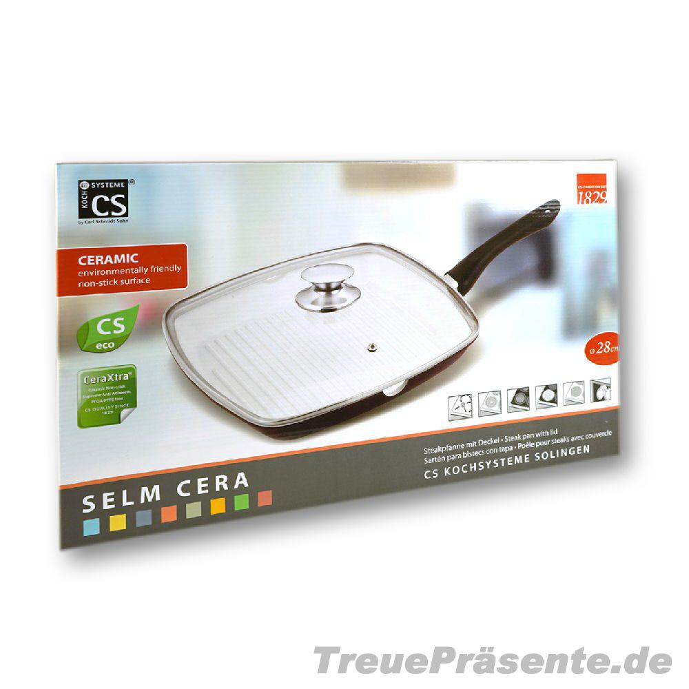 TreuePr&auml;sent Steakpfanne mit Deckel 28 cm