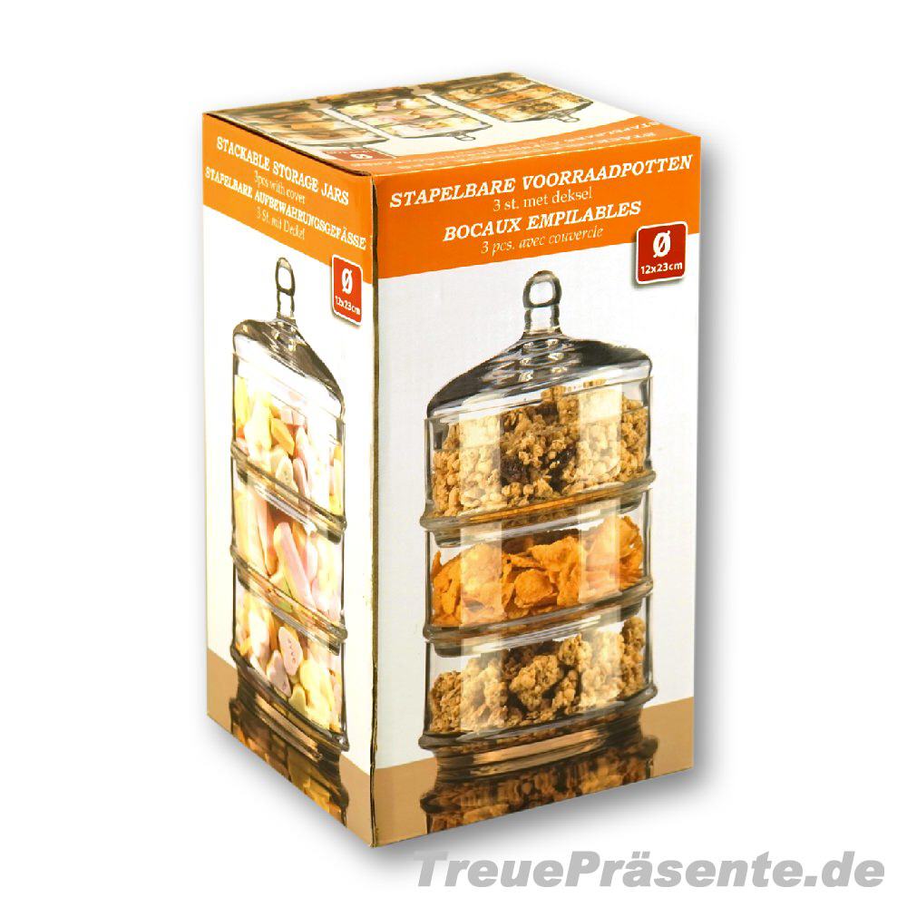 TreuePr&auml;sent Stapelbare Aufbewahrungsbeh&auml;lter aus Glas