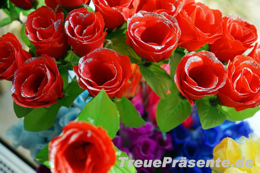 TreuePräsent Seidenrose 45 cm Glitzer