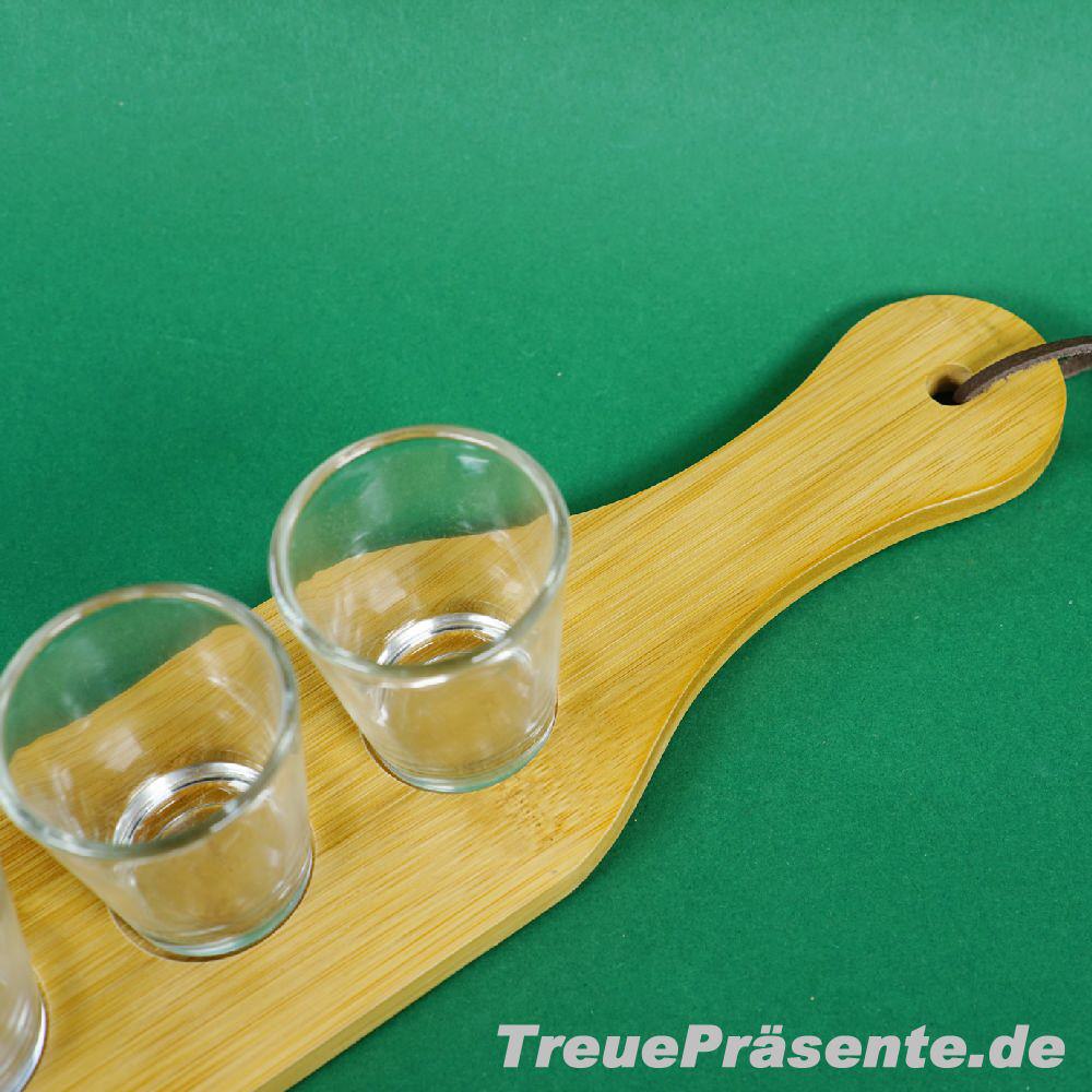 Bambusbrett mit 4 Shotgl&auml;sern