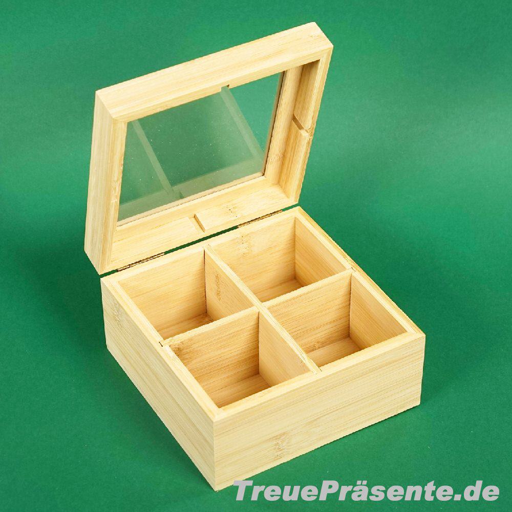 Bambus-Teebox mit 4 Abteilungen