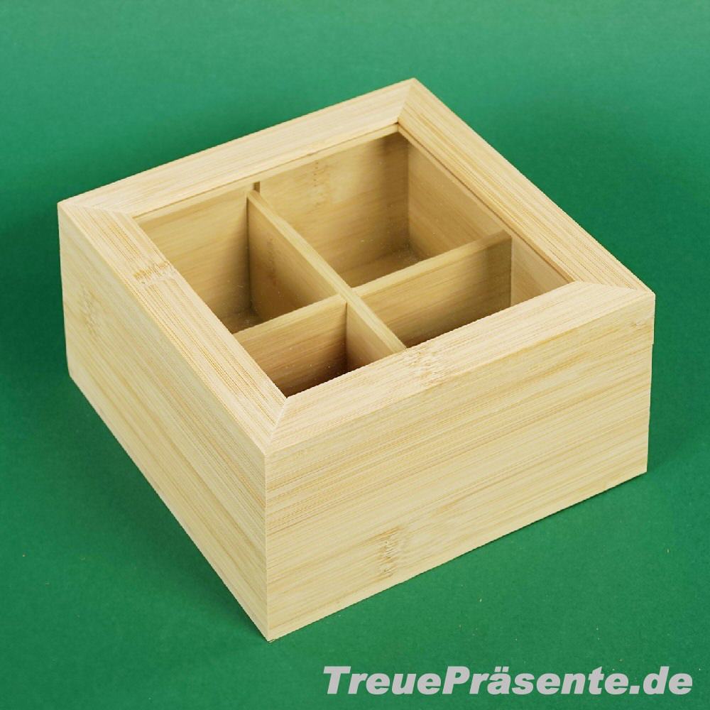 Bambus-Teebox mit 4 Abteilungen