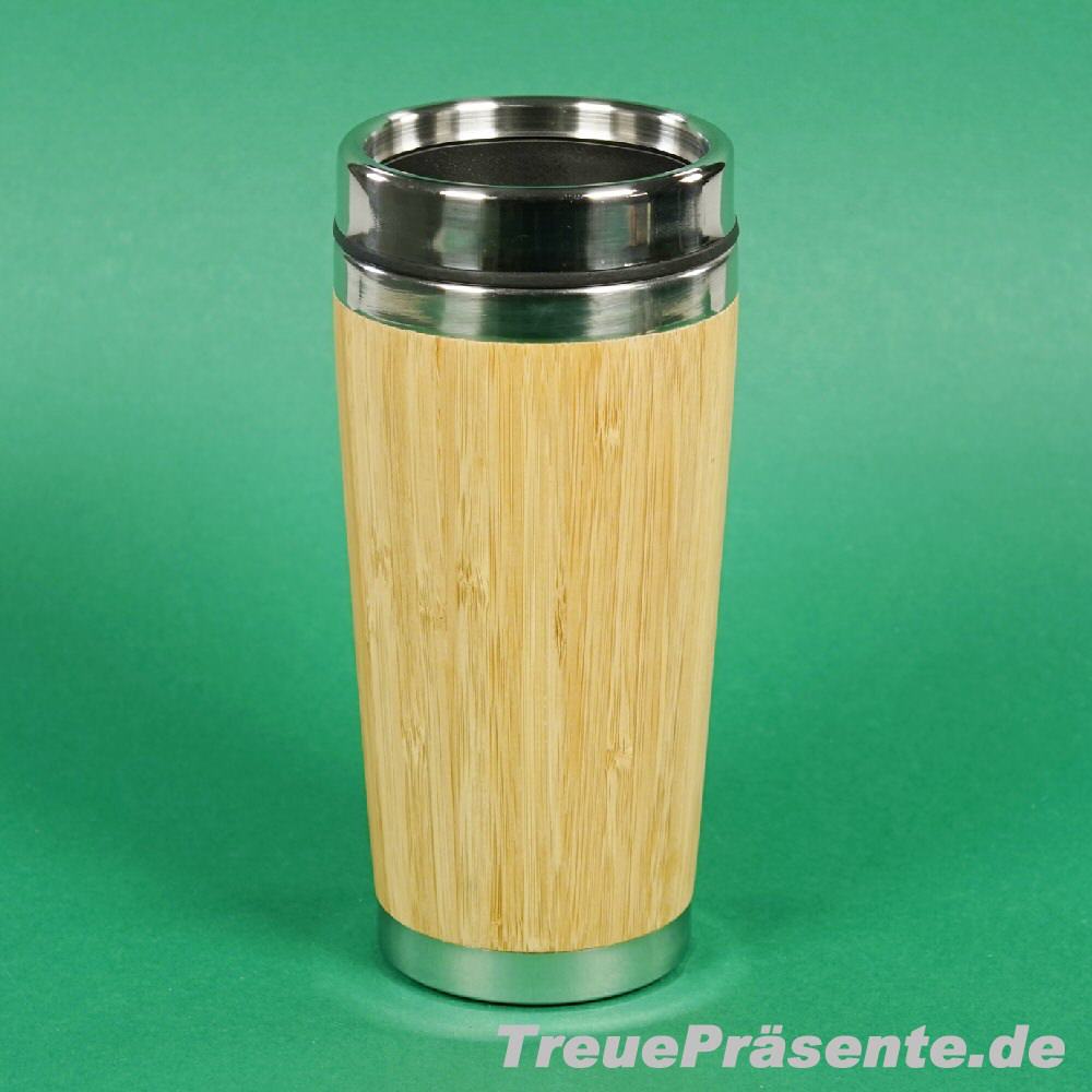 Edelstahl-Trinkbecher mit Bambusmantel