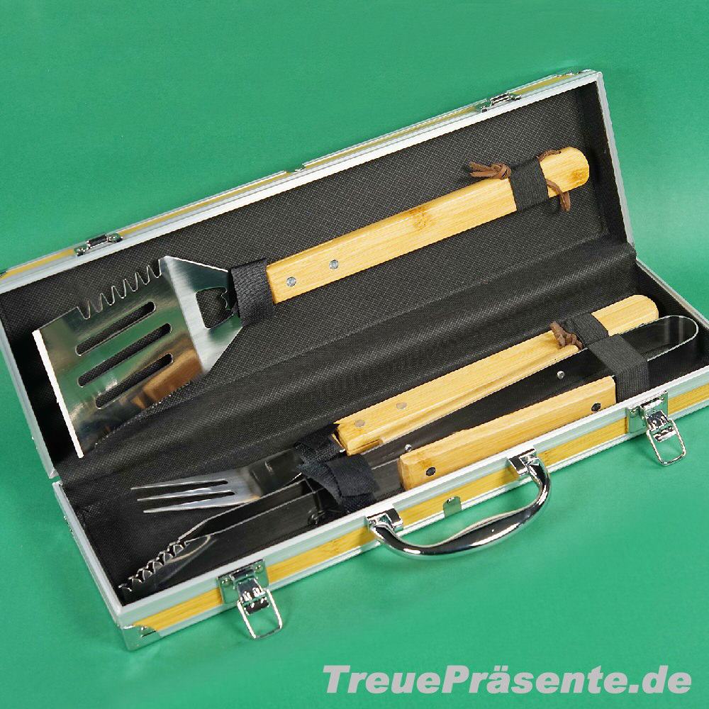 Bambus-BBQ-Besteck 3teilig im Koffer