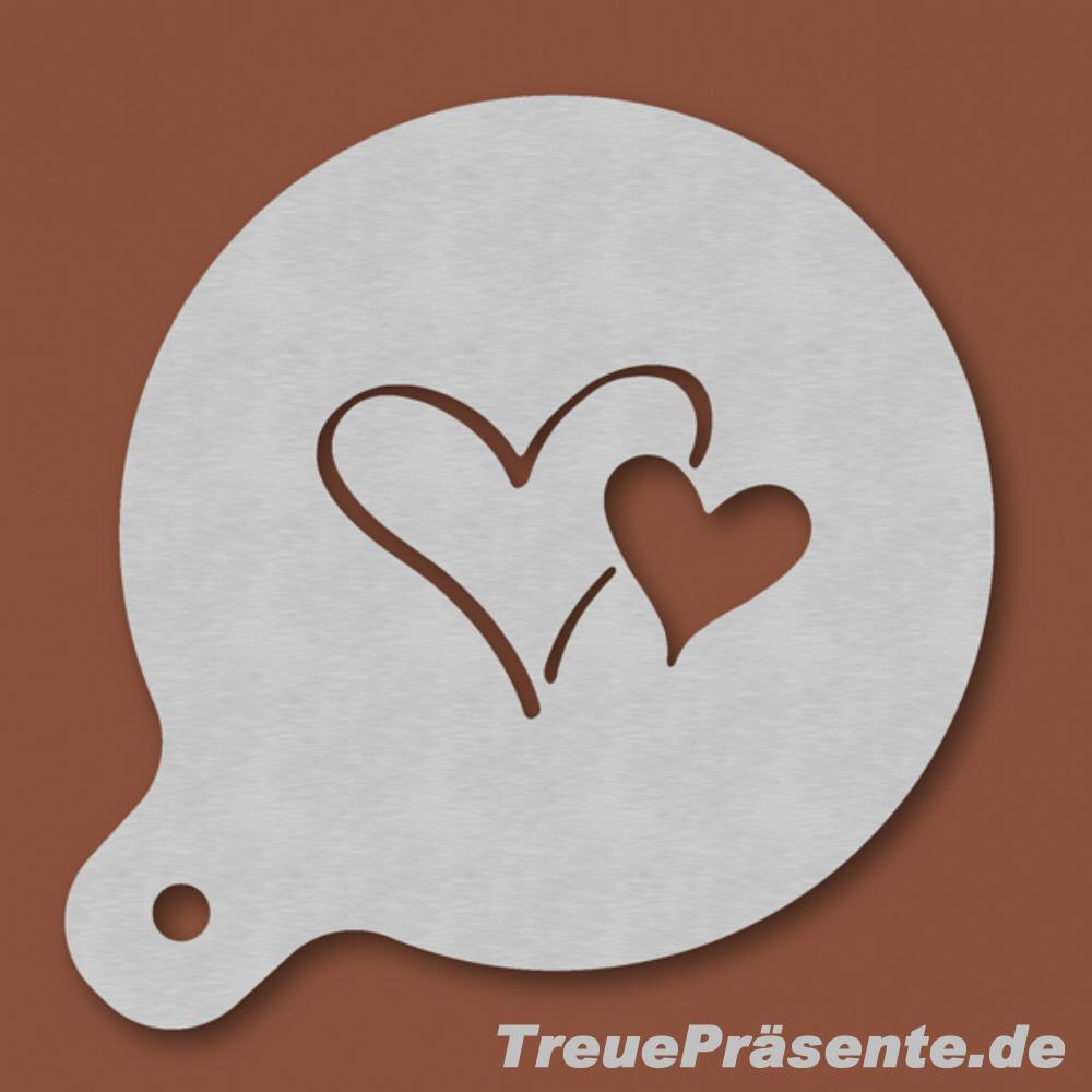 Cappuccinoschablone 2 Herzen