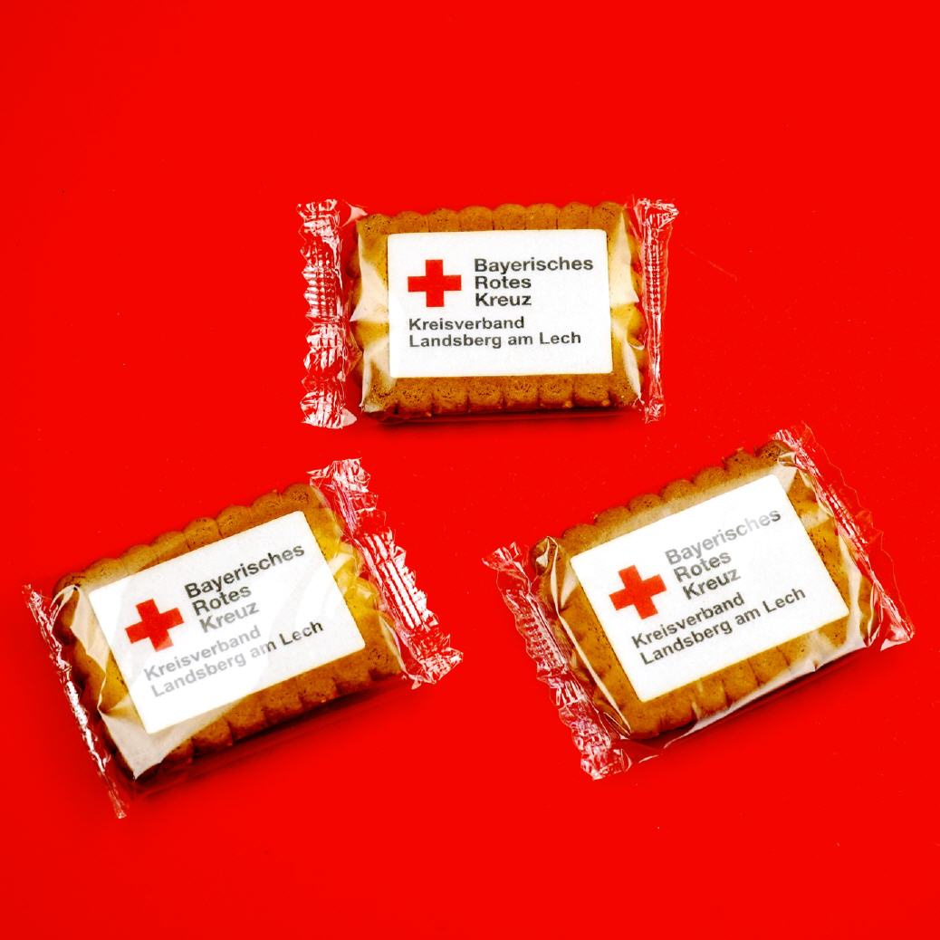 Logo-Kekse mit farbigem Aufdruck